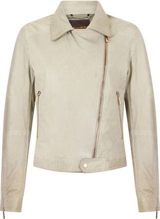 Moorer Baylee Jacket - Dames - Leren en Su&egrave;de Jassen - Beige - S - Leer - Jassen