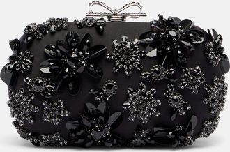Self Portrait Clutch in raso con cristalli
