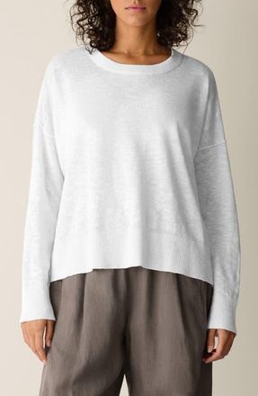 Eileen Fisher Organic Linen & Organic Cotton Crewneck Sweater in White at Nordstrom, Size Xx-Small