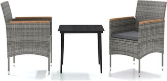 vidaXL Juego De Comedor De Jard&iacute;n 3 Piezas Con Cojines Gris Y Negro Vidaxl