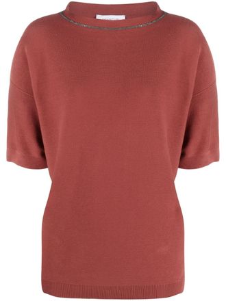 Fabiana Filippi ball-chain detail fine-knit top - Red