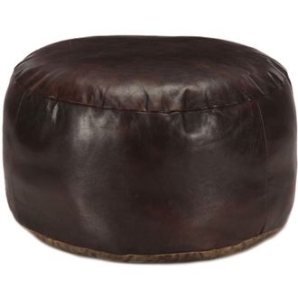 vidaXL Vidaxl - Puf Marr&oacute;n Oscuro 60x30 Cm Cuero Aut&eacute;ntico De Cabra
