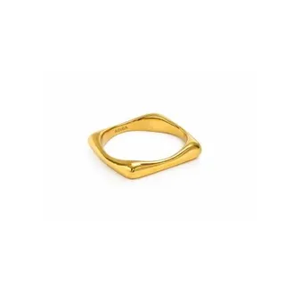 Adiba Plain Minamilist Square Stainless Steel Ring in Gold at Nordstrom, Size 7