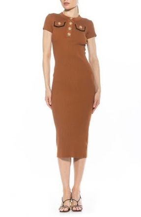 Alexia Admor Rhys Crewneck Knit Sheath Midi Dress in Camel at Nordstrom Rack, Size X-Small