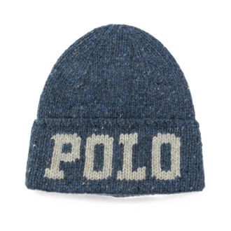 Polo Ralph Lauren Wollen muts met logo-inzetstuk - Heren - Accessoires - Blauw - Maat: ONE Size Wol