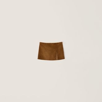 Miu Miu Waxed suede leather miniskirt