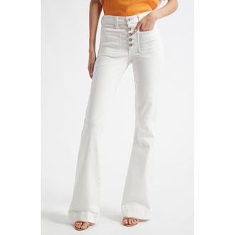 Ramy Brook Cindy Exposed-Button Fly Wide Leg Jeans in White at Nordstrom, Size 23