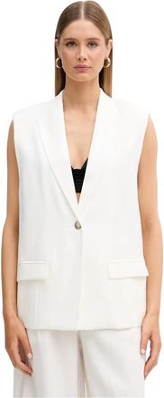Vicolo Gilet met enkele knopen - Dames - Bodywarmers - Wit - M - Polyester - Jassen