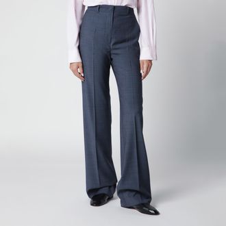 Max Mara Pantalone classico in lana vergine blu