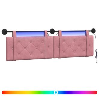 vidaXL Cabecero Colgante Con Luz Led Rosa Terciopelo Vidaxl