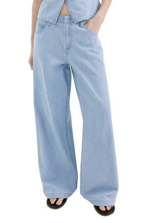Mango Mid Rise Wide Leg Jeans in Light Blue at Nordstrom, Size 10