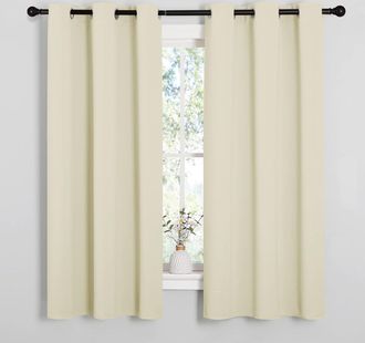 No Brand Cortinas/cenefas Opacas Aislantes T&eacute;rmicas De Color Beige Para Ventanas De Dormitorio (2 Piezas, 42 Pulgadas De Ancho, 63 Pulgadas De Largo, Negras)