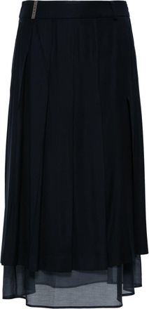 PESERICO pleated midi skirt - women - Virgin Wool/Viscose/Elastane/Cotton/Silk/Acetate/Cupro - 38 - Blue