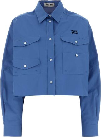 Miu Miu Cerulean Poplin Oversize Shirt