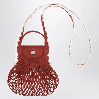 Longchamp Xs La Pliage Mesh Bag In Terracotta Colour