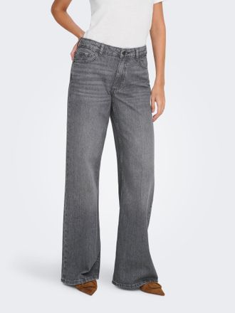 Jacqueline de Yong Relax-fit-Jeans JDY JDYRUBY MW WID MG 1007 DNM NOOS, Damen, Gr. XS (34), L&auml;nge 30, medium grau denim, Denim/Jeans, Obermaterial: 99% Baumwolle, 1% Ela