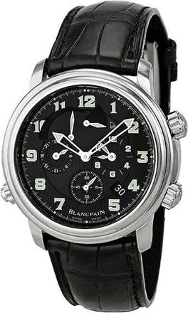 Blancpain Leman Black Dial Chronograph Black Leather Automatic Mens Watch 2041-1130-53B