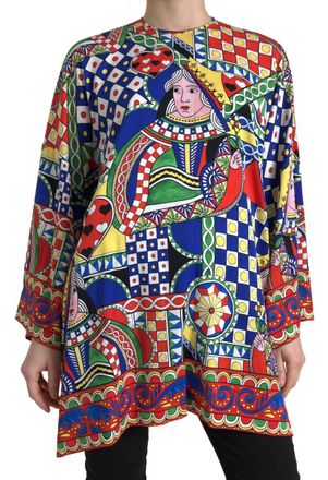 Dolce & Gabbana Zijde Speelkaarten Print Blouse