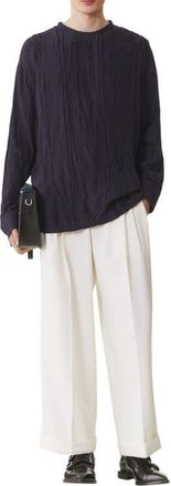 Lanvin Pleated Silk Top in Montana at Nordstrom, Size Medium L