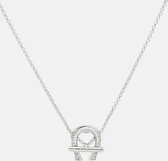 Aigner Logo Crystal Silver Tone Necklace