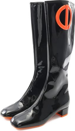 Dior 2010s CD logo boots - women - Patent Calf Leather/Calf Leather/Rubber - 35 - Black