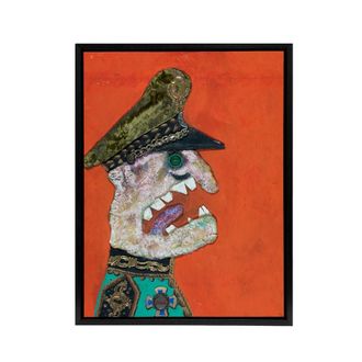 Artery8 Antonio Berni Colonel Golpista Framed Canvas Wall Art Print in Red | Size: W24 x H32