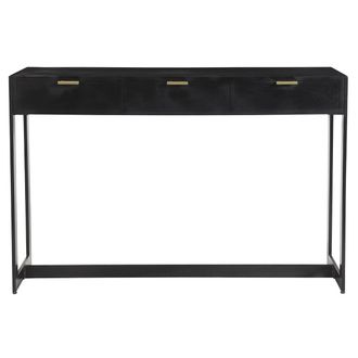 Miliboo Mesa Consola De Dise&ntilde;o Con Cajones Negros Y Dorados 115 Cm Avidan