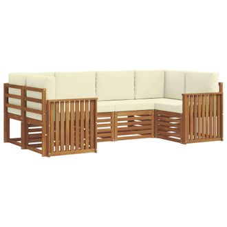 vidaXL Conjunto De Sof&aacute; Seccional Con Coj&iacute;n 6 Pcs Natural Y Crema Vidaxl