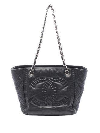 Chanel 2012 CC lamsleer Bengal Shopping shopper - Zwart