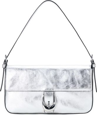Staud Harlow Leather Shoulder Bag in Silver at Nordstrom