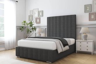 Comfort Beds Paris Dumfries Bed Frame - 50 Upholstered Headboard in Dark Grey | Size: Small Double