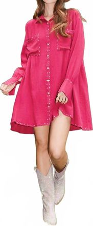 Peach Love California Sparkle & Shine Shirt Dress In Magenta