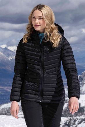 Mountain Warehouse Skyline Womens Hydrophobic Down Jacket Water Resistant Hooded Winter Coat Black
