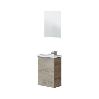 Dmora Armario Bajo Encimera Peoria, Mueble De Ba&ntilde;o Suspendido, Armario Con 1 Puerta Con Espejo Y Lavabo, Cm 40x22h58, Roble, Con Embalaje Reforzado - Dmora