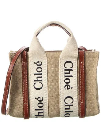 Chlo&eacute; Woody Mini Canvas & Leather Tote