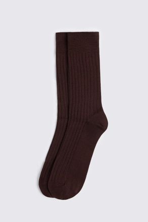 Moss Brown Mercerised Ribbed Sock