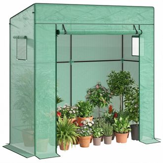 OEM Invernadero De Exterior Con Ventanas De Malla Y Puerta Con Cremallera Para Cultivar Plantas Flores 196x77x197 Cm Verde