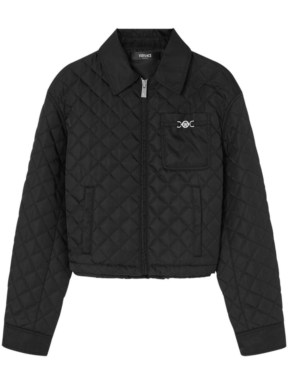 Farfetch Versace Multi Logo Puffer Jacket Company Flatt Nylon