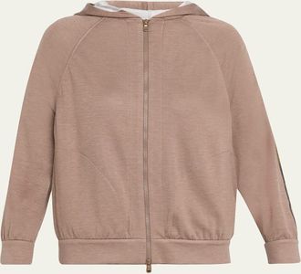 Brunello Cucinelli Monili Stripe Cotton-Silk Zip Jacket