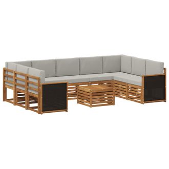 vidaXL Conjunto De Sof&aacute;s De Exterior 10 Uds. Natural Y Gris Claro Vidaxl