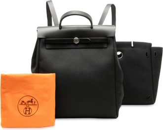 Herm&egrave;s Black Toile Herbag GM Backpack