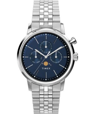 Timex Marlin Moonphase Mens Silver Watch TW2W51300 Stainless Steel - One Size