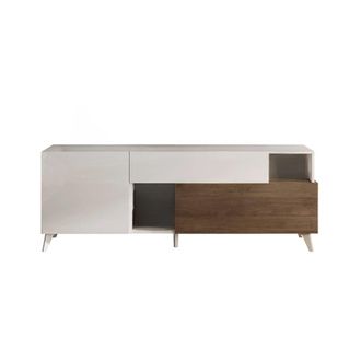 Calicosy Mueble tv 2 puertas 1 caj&oacute;n y 2 nichos l180cm - Efecto Blanco y madera