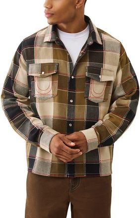 True Religion Big T Western Button-Up Shirt in Brown Red Tan at Nordstrom, Size Xxx-Large