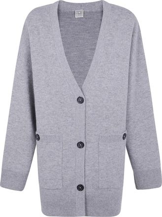 Toteme Lange Cardigan - Dames - Vesten - Grijs - 2XS - Leer - Truien & Vesten