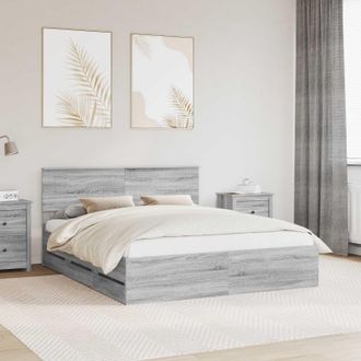 vidaXL Estructura De Cama Gris Sonoma 160 X 200 Cm Madera Ingenieril Vidaxl