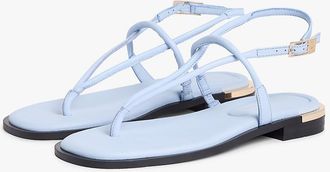 Tommy Hilfiger Womens Metallic Accent Leather Sandal - Breezy Blue - US 6.5 / EU 37