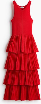H&M Feinstrickkleid mit Stufen - Knallrot