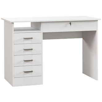HOMCOM Scrivania Moderna 5 Cassetti Con Serratura E Vano Aperto 110x50x76cm - Homcom