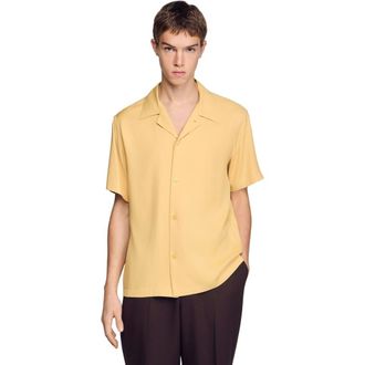 Sandro Loose-fit shark collar shirt in Light Yellow at Nordstrom, Size X-Large